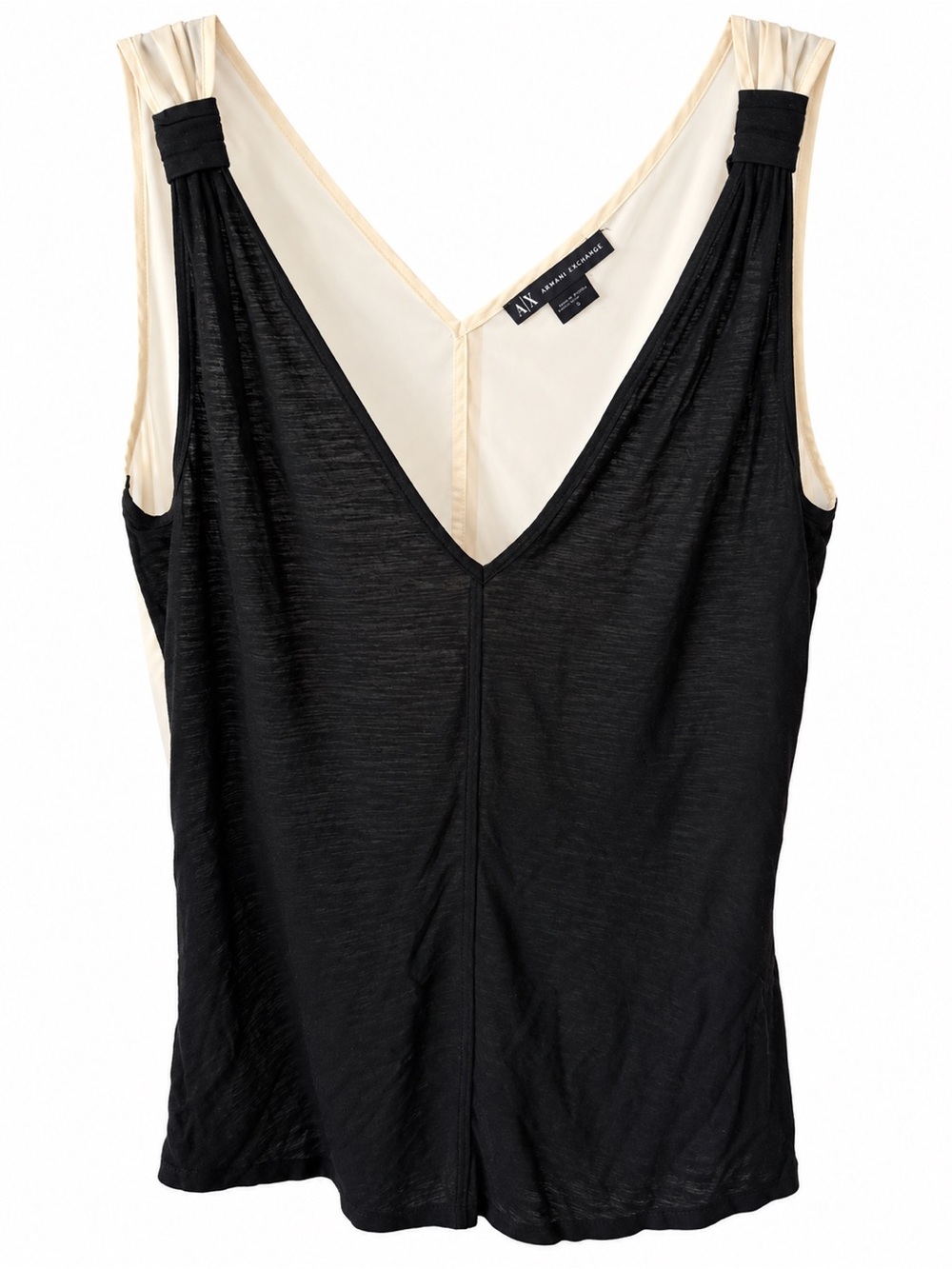 Armani Exchange Black and Cream V-Neck Layered Tank